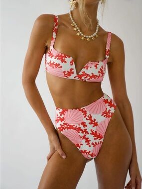 Studio swim COVE MAJORCA BOTTOM  Women’s Pink Shell Print Bikini XL. Highwais